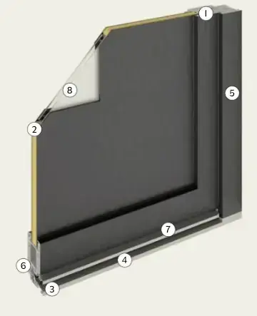 zoom technique porte d'entrée extérieure pvc